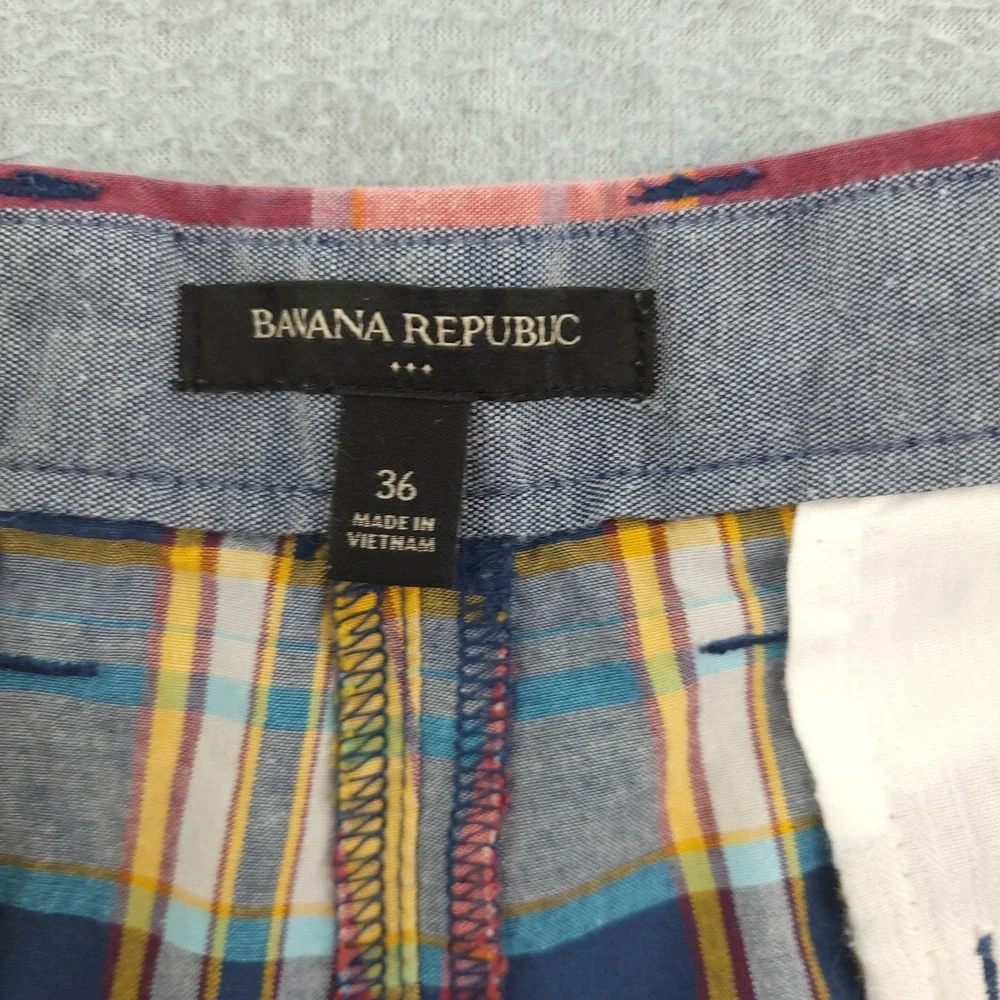Banana Republic Shorts Mens 36 Multicolor Plaid Cotton Chino 10